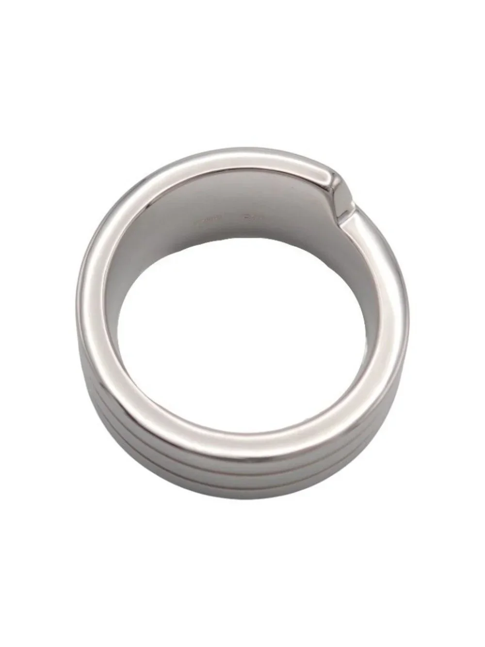 Hermes Italique Ring 53 Vintage 925 Sterling Silver Logo Black Simple Out of